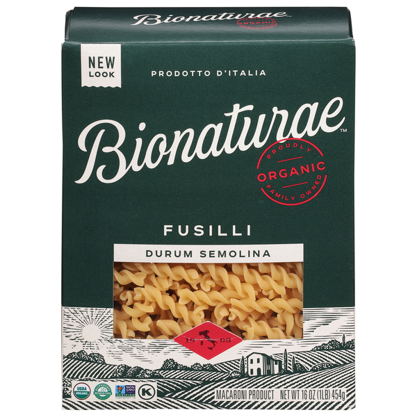 Dry Pasta Bionature Fusilli, Durum Semolina hero