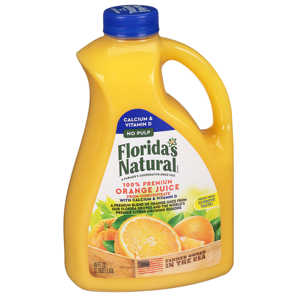 Juice Florida's Natural 100% Juice, Orange, No Pulp, with Calcium & Vitamin D hero