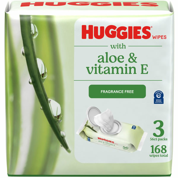 Diapers & Wipes Huggies Unscented Wipes with Aloe & Vitamin E hero