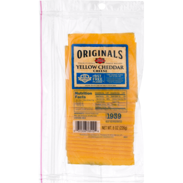 Packaged Cheese Dietz & Watson Originals Yellow Cheddar Cheese, Pre-Sliced hero