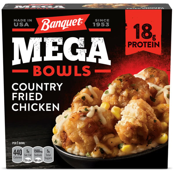 Frozen Foods Banquet Mega Bowls Country Fried Chicken Frozen Meal hero