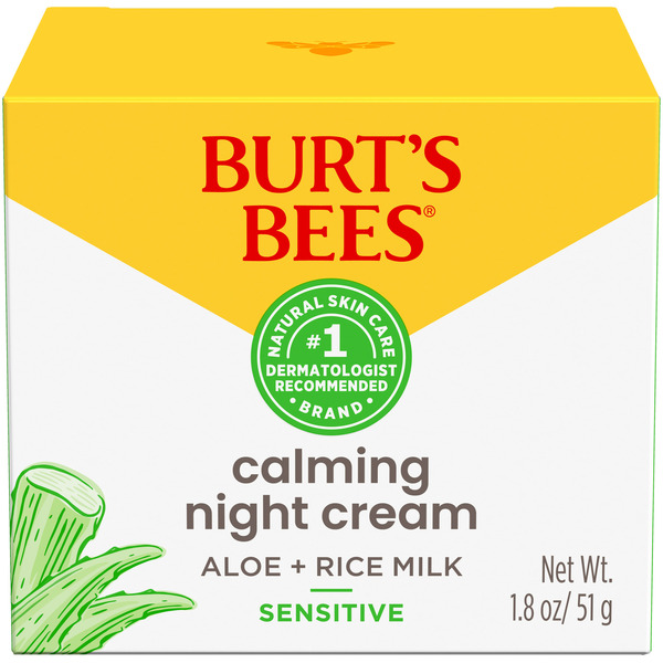 Facial Care Burt's Bees Calming Night Cream With Aloe and Rice Milk, 98.8 Percent Natural Origin hero