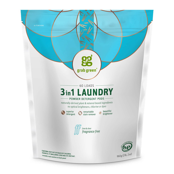 Laundry Grab Green 3-in-1 Laundry Detergent Pods, Fragrance Free, HE Friendly hero