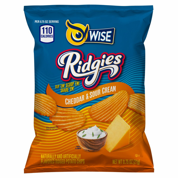 Chips & Pretzels Wise Cheddar & Sour Cream Ridged Potato Chips hero