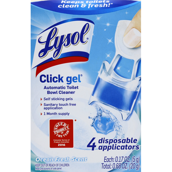 Cleaning Products Lysol Toilet Bowl Cleaner, Automatic, Click Gel, Ocean Fresh Scent hero