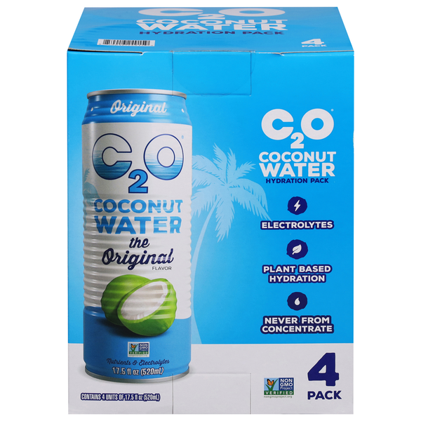 Water, Seltzer & Sparkling Water C2O Coconut Water, Original, 4 Pack hero