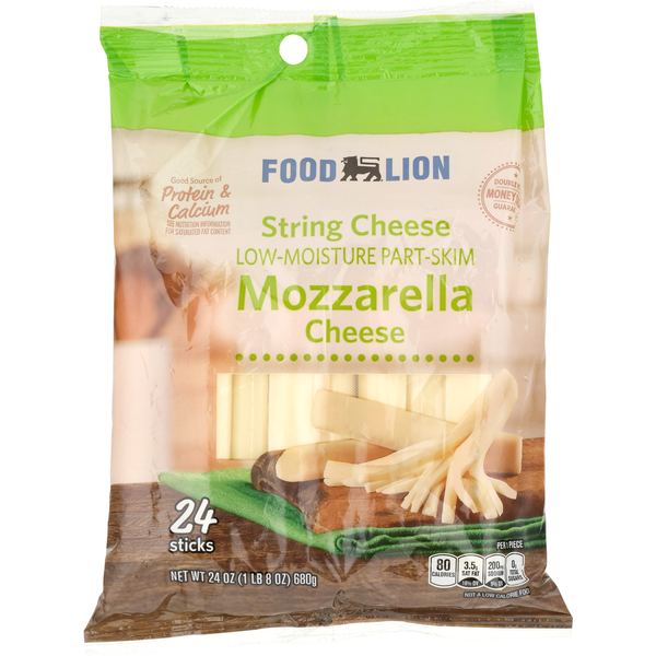 Packaged Cheese Food Lion Regular String Cheese Part Skim Mozzarella Cheese hero