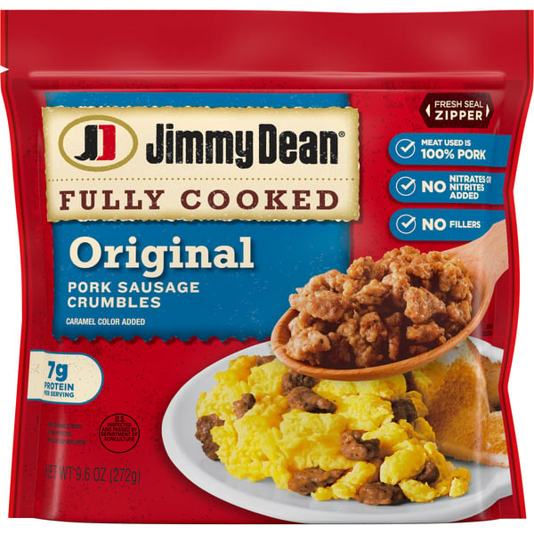 Bacon & Breakfast Meat Jimmy Dean Fully Cooked Original Breakfast Sausage Crumbles hero