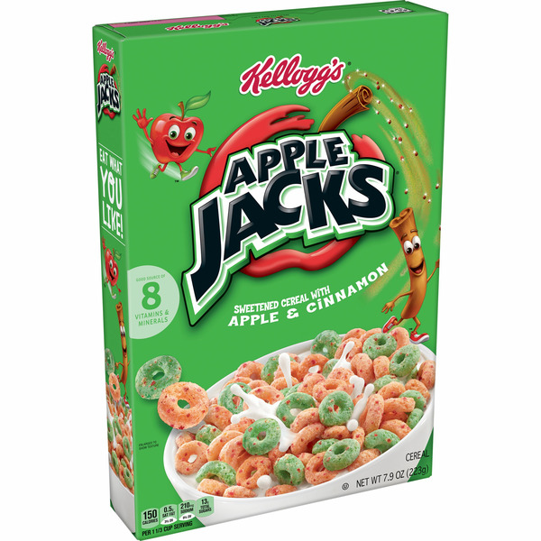 Breakfast & Cereal Kellogg's Apple Jacks Cold Breakfast Cereal, 8 Vitamins and Minerals, Kids Snacks, Original hero