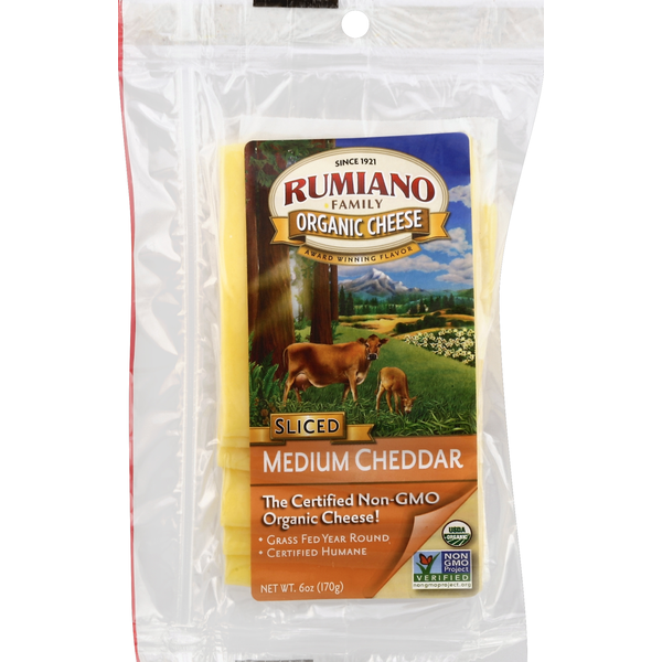 Packaged Cheese Rumiano Sliced Cheese, Organic, Medium Cheddar hero