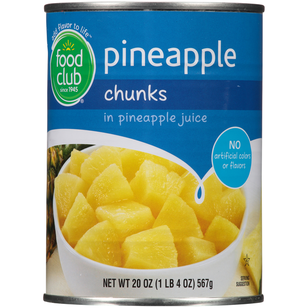 Canned Fruit & Applesauce Food Club Pineapple Chunks In Pineapple Juice hero