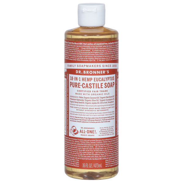 Body Lotions & Soap Dr. Bronner's Soap, Pure-Castile, 18-in-1, Hemp, Eucalyptus hero