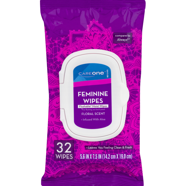 Feminine Care CareOne Feminine Wipes, Floral Scent hero