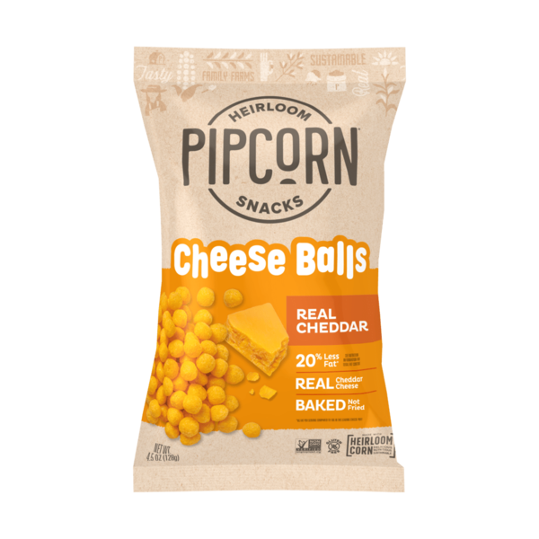 Doughs, Gelatins & Bake Mixes Pipcorn Heirloom Snacks Cheese Balls, Cheddar hero