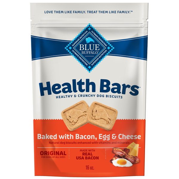 Dog Food & Care Blue Buffalo Health Bars Natural Crunchy Dog Treats Biscuits, Bacon, Egg & Cheese hero