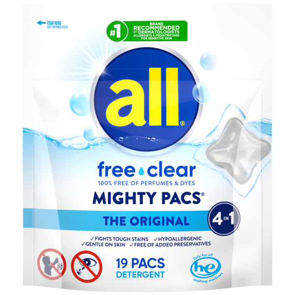 Laundry all Unit Dose Laundry Detergent Mighty Pacs Free Clear hero