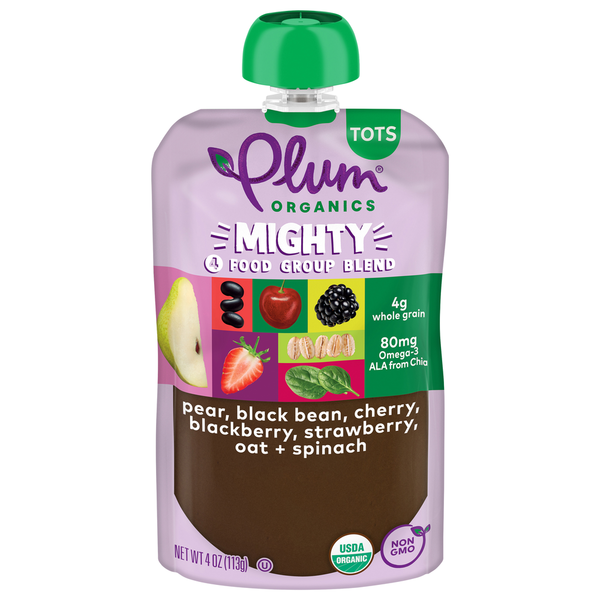 Baby Food & Formula Plum Organics Blends Pear, Cherry, Blackberry, Strawberry, Black Bean, Spinach & Oat hero