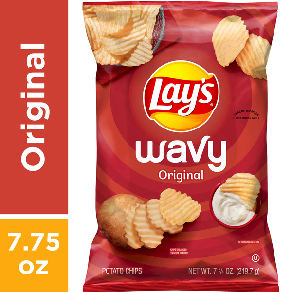 Potato Chips,Tortilla & Pretzels Lay's Wavy Potato Chips, Original hero