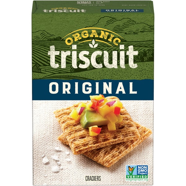 Chips & Pretzels Triscuit Organic Original Whole Grain Wheat Crackers, Organic Crackers, Vegan Crackers hero