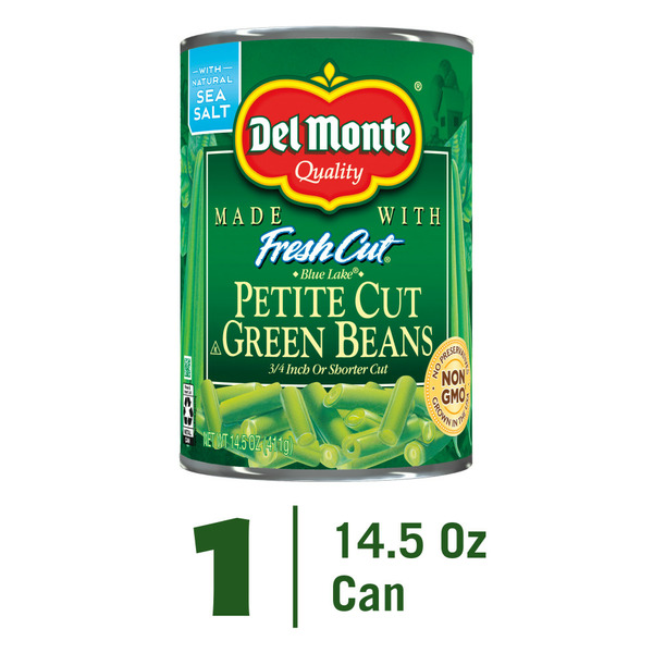 Canned & Jarred Vegetables Del Monte BLUE LAKE Petite Cut Green Beans, Canned Vegetables hero