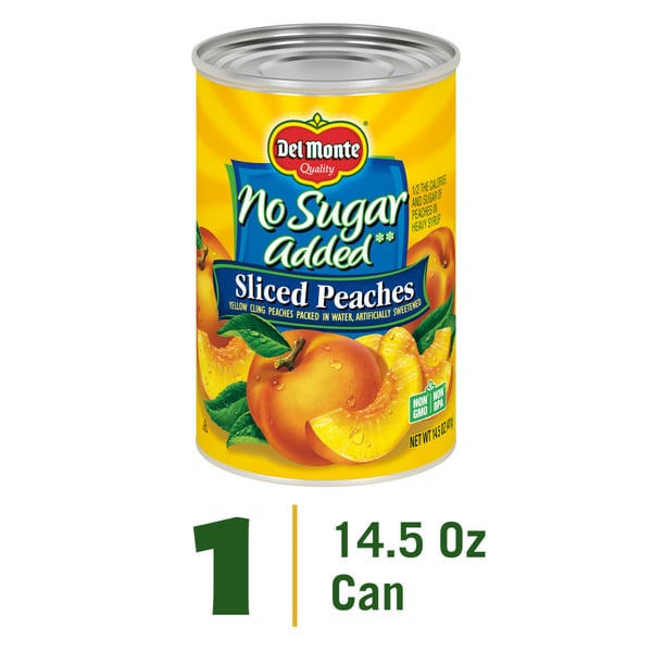 Canned/Jarred Fruits Del Monte No Sugar Added Yellow Cling Sliced Peaches, Canned Fruit hero