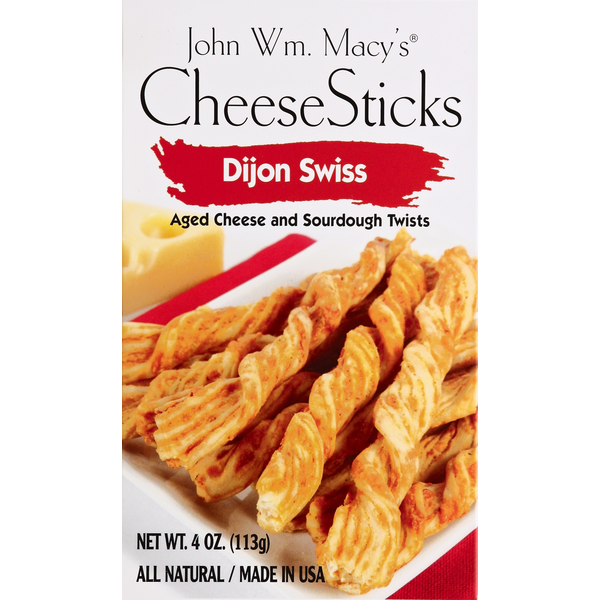 Crackers John Wm. Macy's CheeseSticks, Dijon Swiss hero