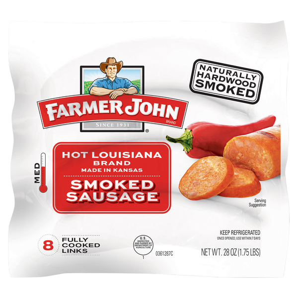 Hot Dogs, Bacon & Sausage Farmer John Hot Louisiana Brand Smoked Sausage hero