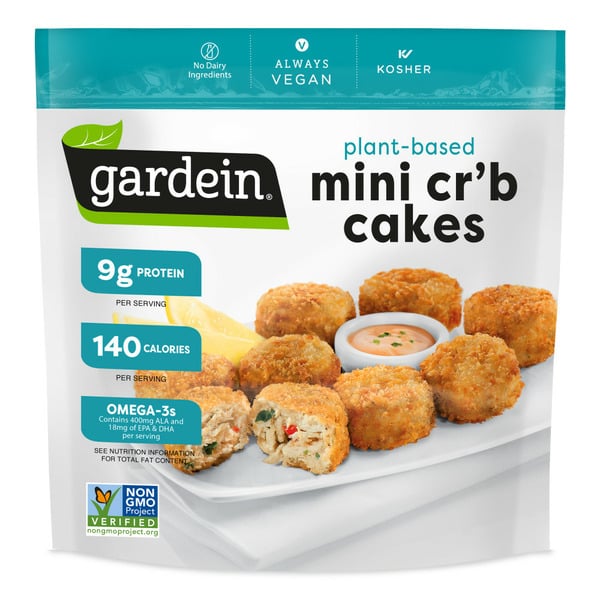 Frozen Meat & Seafood Gardein Plant-Based Mini Cr'b Cakes, Vegan Food, Frozen Food hero