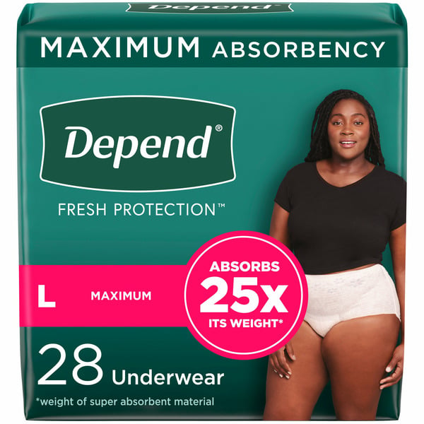 Feminine Care Depend Fresh Protection Women's Adult Incontinence Underwear, L, Blush hero