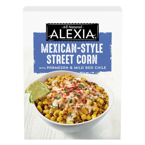 Frozen Meals Alexia Mexican-Style Street Corn with Parmesan and Mild Red Chile, Frozen Corn Side hero