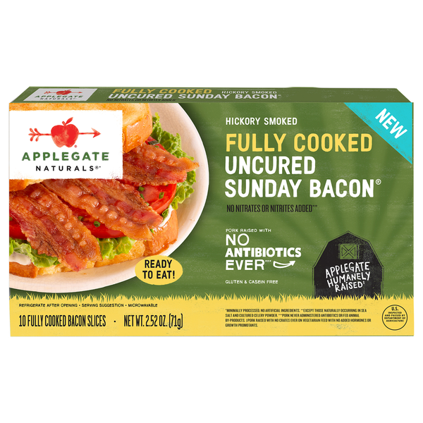 Applegate Naturals  Sunday Bacon, Hickory Smoked, Uncured, Fully Cooked hero