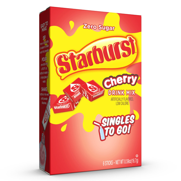 Juice & Nectars Starburst Singles To Go Cherry Drink Mix, Low Calorie hero