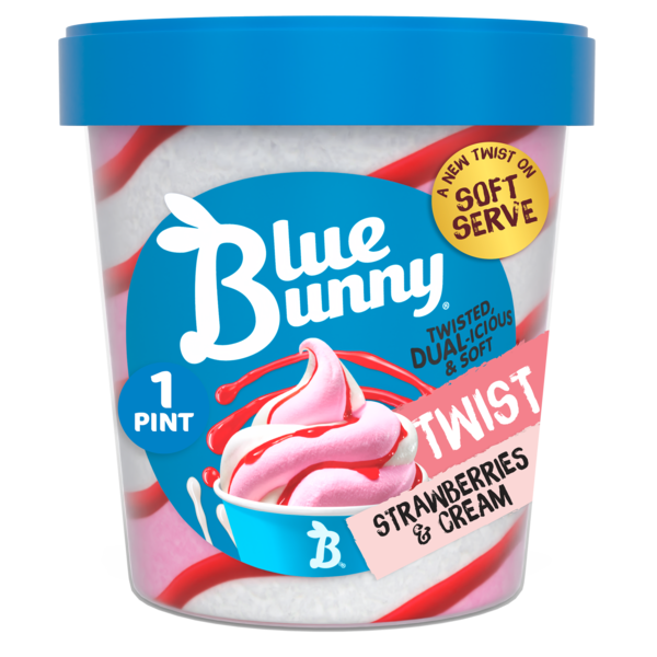 Ice Cream & Ice Blue Bunny Strawberries and Cream Frozen Dessert hero