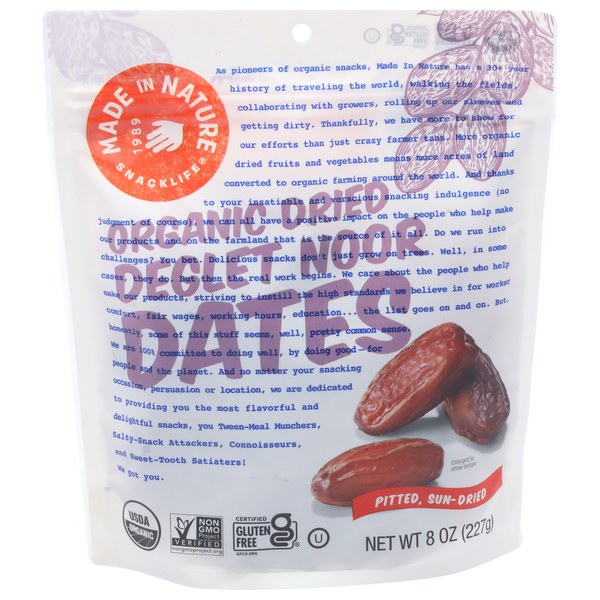 Canned/Pouch Fruit & Applesauce Made In Nature Dates, Organic, Deglet Noor, Dried hero