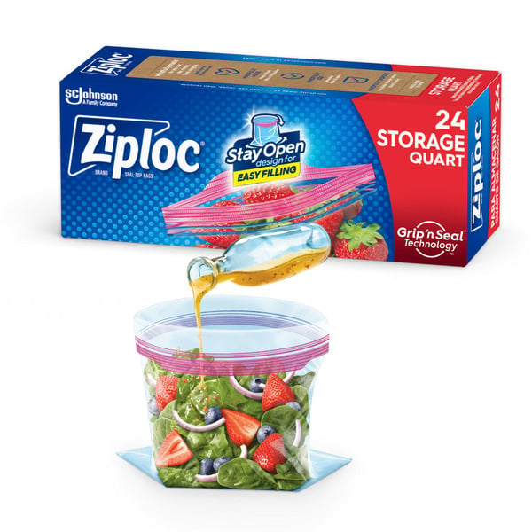 Food Storage Ziploc® Brand Storage Bags with Stay Open Design for Easy Filling hero