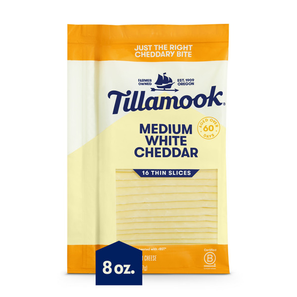 Packaged Cheese Tillamook Medium White Cheddar Cheese Slices hero