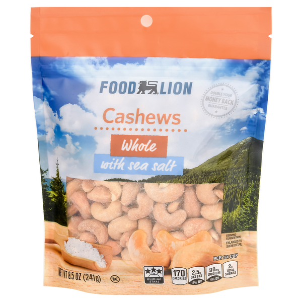 Nuts, Seeds & Dried Fruit Food Lion Cashews, Whole hero