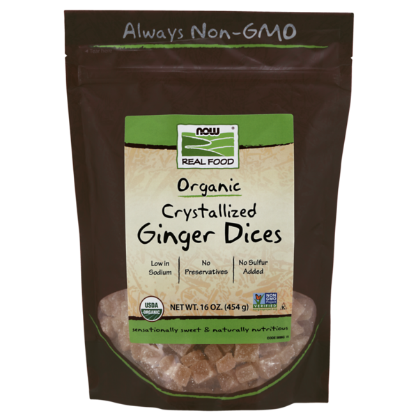 Nuts, Seeds & Dried Fruit NOW Ginger Dices, Crystallized & Organic hero