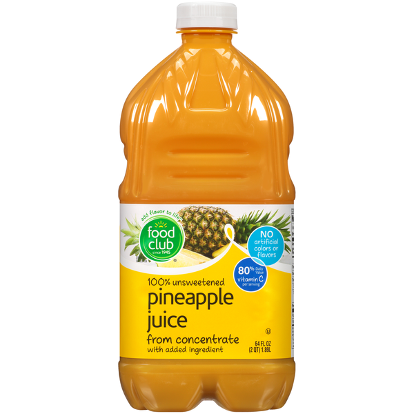 Juice & Nectars Food Club 100% Unsweetened Pineapple Juice From Concentrate With Added Ingredient hero