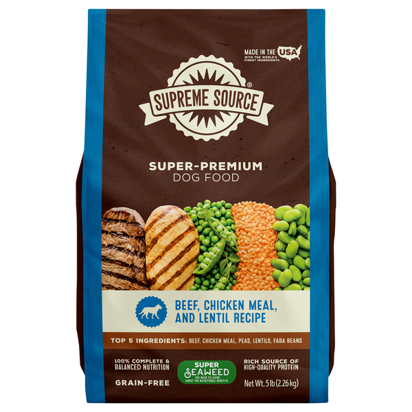 Dog Food Supreme Source Dog Food, Grain-Free, Super-Premium, Beef, Chicken Meal, and Lentil Recipe hero