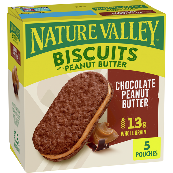 Breakfast Bars & Pastries Nature Valley Whole Grain Chocolate Peanut Butter Biscuit Sandwiches hero