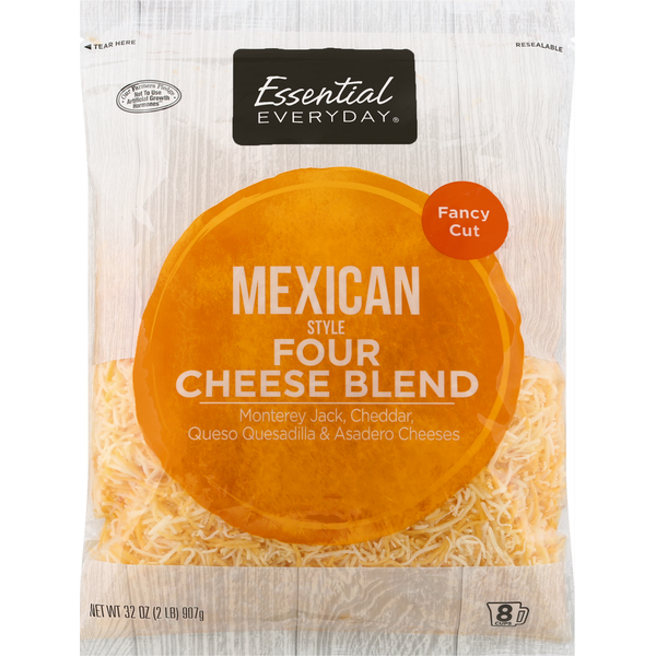 Packaged Cheese Essential Everyday Four Cheese Blend, Mexican Style, Fancy Cut hero