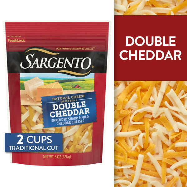 Packaged Cheese Sargento Shredded Natural Double Cheddar Cheese hero