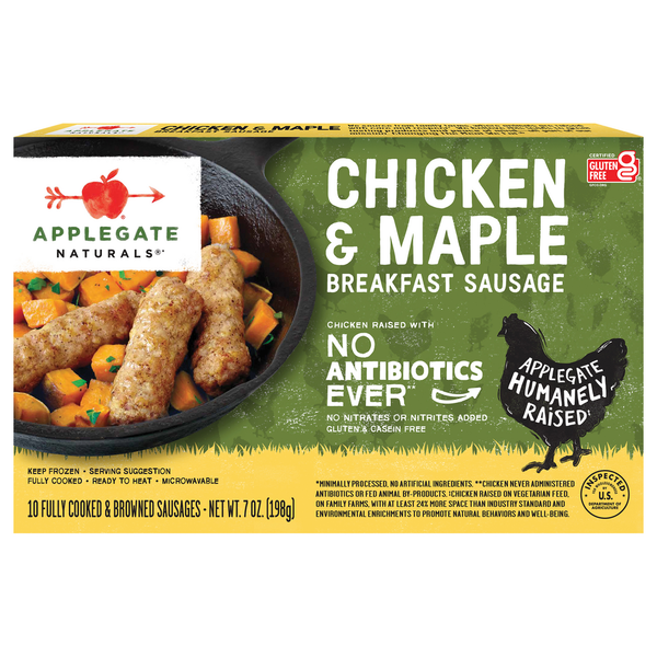 Frozen Breakfast Applegate Naturals  Chicken & Maple Breakfast Sausage Links 7oz hero