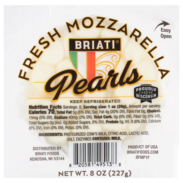 Briati Cheese, Fresh Mozzarella, Pearls hero