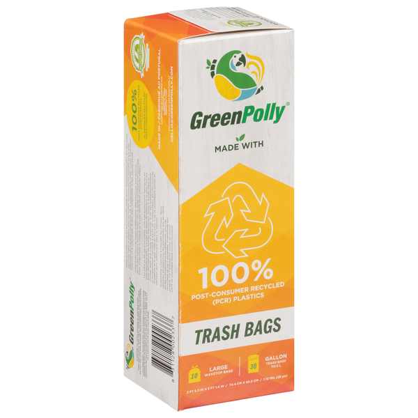 GreenPolly Trash Bags, Wavetop, Large, 30 Gallon hero