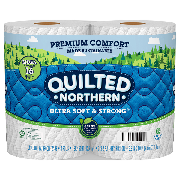 Paper Goods Quilted Northern Bathroom Tissue, Unscented, Mega Rolls, 2-Ply hero