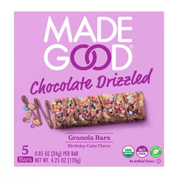 Energy & Granola Bars MadeGood Chocolate Drizzled Granola Bars, Birthday Cake hero