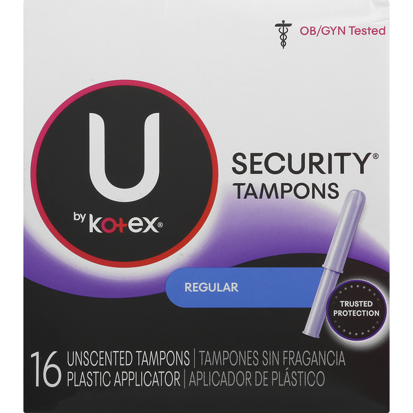 Feminine Care U by Kotex Tampons, Plastic Applicator, Regular, Unscented hero