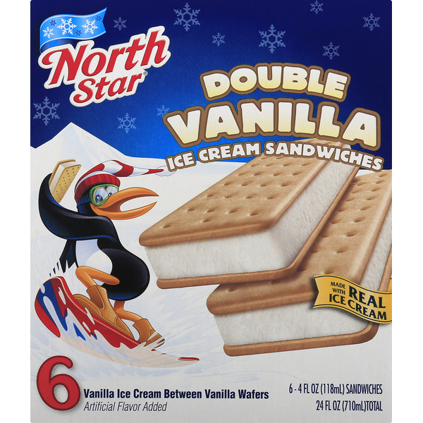 Ice Cream & Ice North Star Ice Cream Sandwiches, Double Vanilla hero